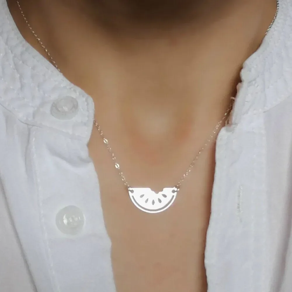 Watermelon Pendant Necklace in Silver